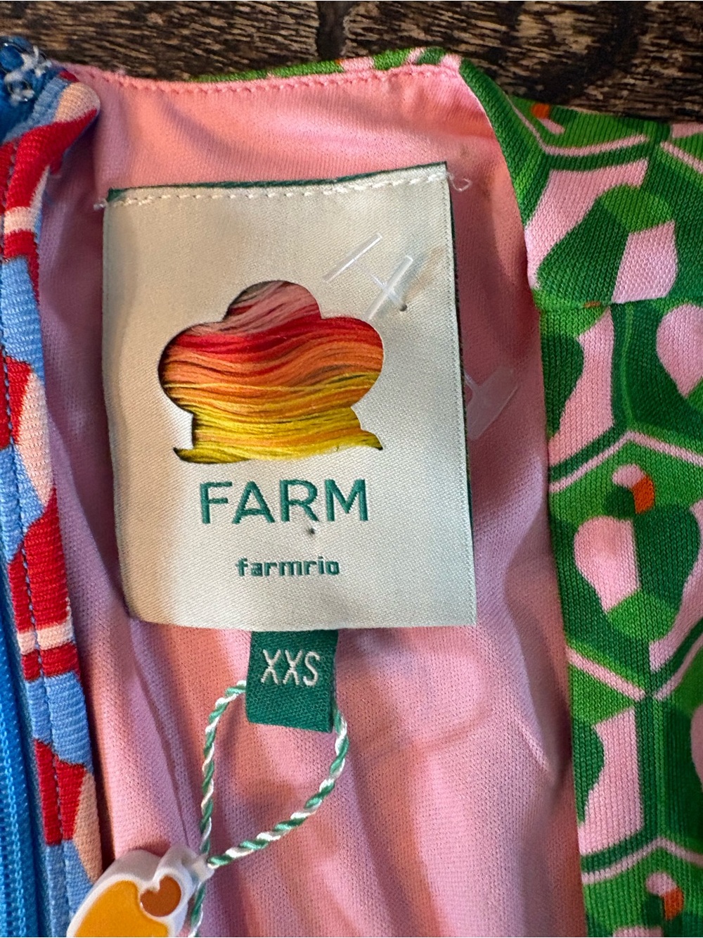 FARM Rio Cashew Mix Knot Maxi Dress Womens XXS Multicolored NWT Plunging V-Neck - Picture 10 of 12